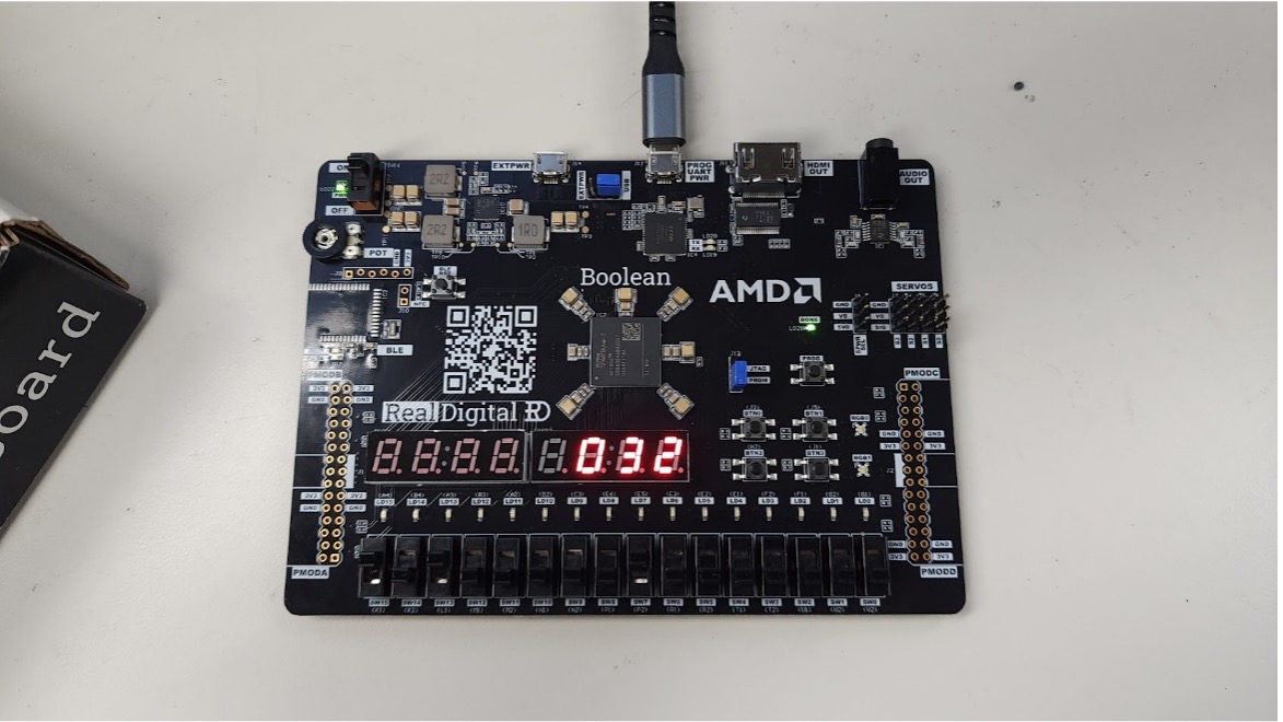 Boolean Board displaying the calculated GCD of 32