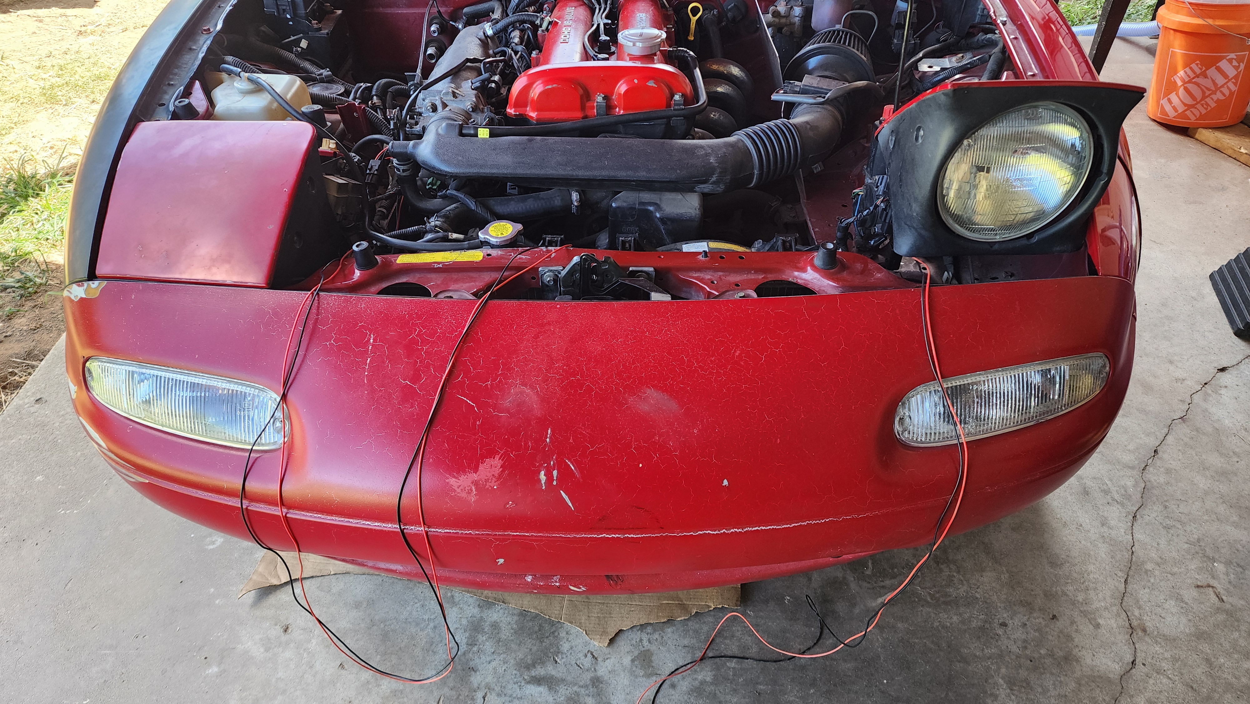 Mazda Miata pop-up headlights during controller testing