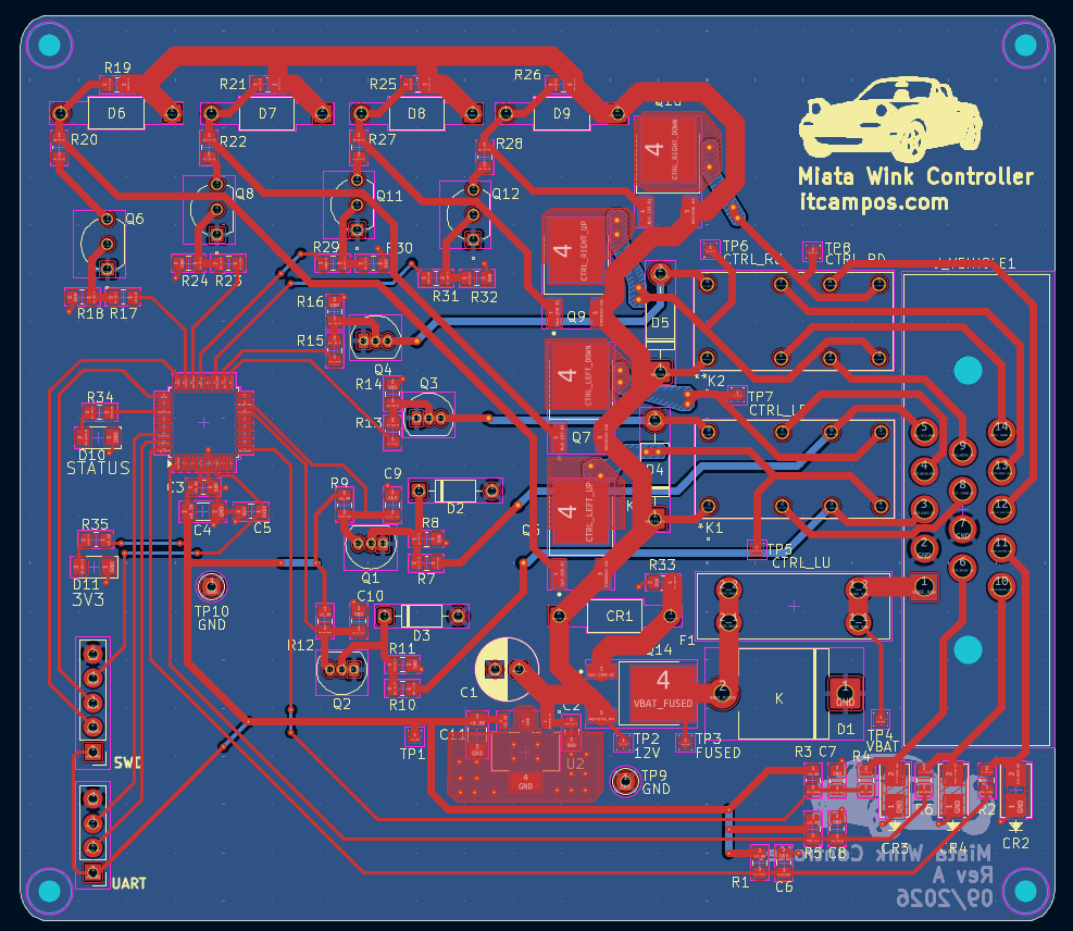 PCB layout for the STM32 Miata headlight controller