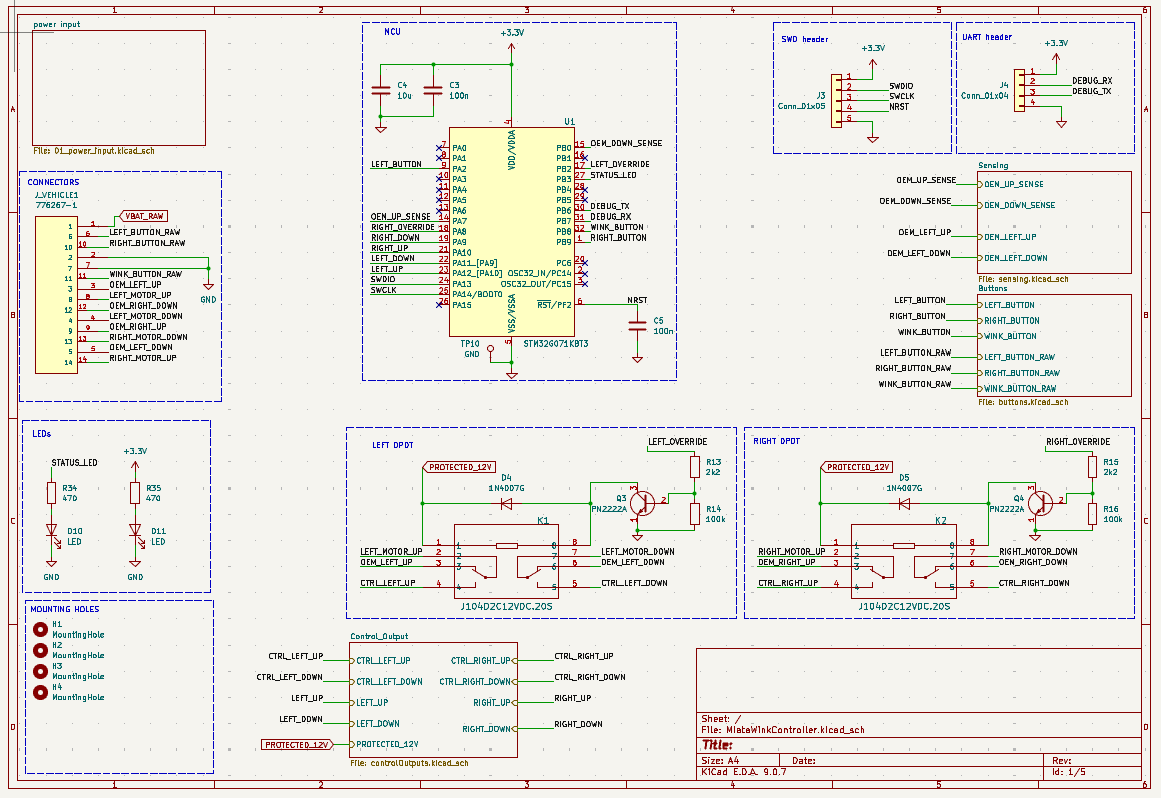 Top-level schematic for the STM32 Miata headlight controller